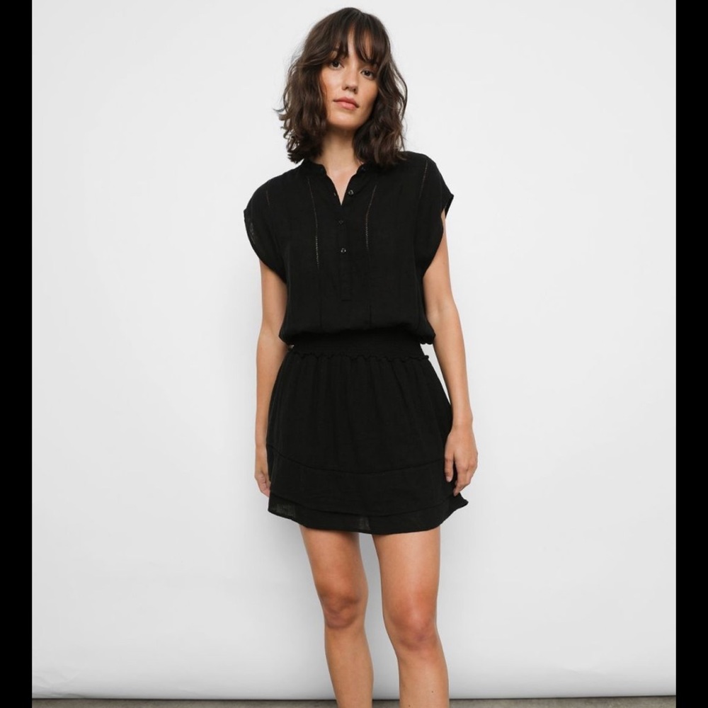 RAILS - Angelina Smocked waist Minidress in Black lace detail Size XS